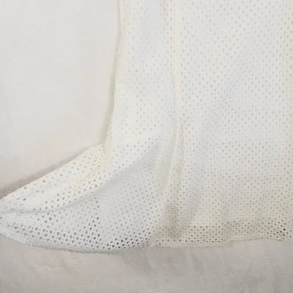 Chaps, Cream Eyelet Dress, Size 12, Sleeveless, Wide Neck, Zip Back - Picture 8 of 16